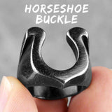 Horseshoe U-shaped Star Black Stainless Steel Mens Rings Punk Hip Hop for Male Boyfriend Biker Jewelry Creativity Gift Wholesale - ringsuniverse