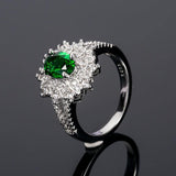 Trendy Oval shape Lab Created Emerald Gemstone Fine Ring - Rings Universe