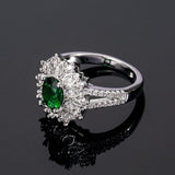 Trendy Oval shape Lab Created Emerald Gemstone Fine Ring - Rings Universe