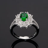 Trendy Oval shape Lab Created Emerald Gemstone Fine Ring - Rings Universe