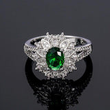 Trendy Oval shape Lab Created Emerald Gemstone Fine Ring - Rings Universe