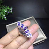 Popular Design, Fan Shape, Natural Tanzanite Ring - ringsuniverse