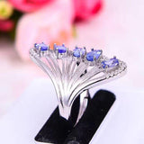 Popular Design, Fan Shape, Natural Tanzanite Ring - ringsuniverse