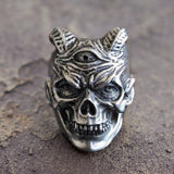 Three Eyed Demon Skull Ring - ringsuniverse