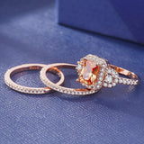 2021 New Luxury Rose Gold Color Princess Ring set - ringsuniverse