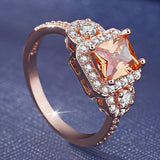2021 New Luxury Rose Gold Color Princess Ring set - ringsuniverse