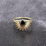 Unique Black Crystal Cocktail Ring - Rings Universe