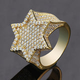 New Iced Out Hexagon Star Micro Paved Cubic Zircon Rings - ringsuniverse
