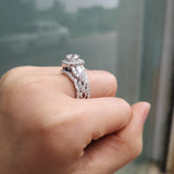 Impressive 2.7Ct White CZ Diamonds Blue Crystal Ring Set - Rings Universe
