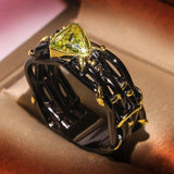 Vintage Gothic Black Tree Branch Ring with Zircon Crystals - Rings Universe