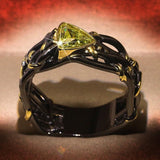 Vintage Gothic Black Tree Branch Ring with Zircon Crystals - Rings Universe