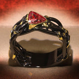 Vintage Gothic Black Tree Branch Ring with Zircon Crystals - Rings Universe