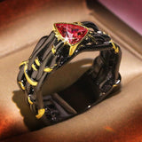 Vintage Gothic Black Tree Branch Ring with Zircon Crystals - Rings Universe
