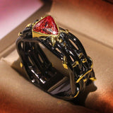 Vintage Gothic Black Tree Branch Ring with Zircon Crystals - Rings Universe