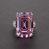 Luxury Big Rectangle AAA Zircon White/Pink Crystals Ring - Rings Universe
