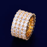 Fashion Iced Four Rows Solitaire Men's Ring - ringsuniverse