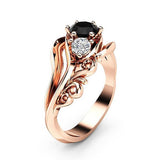 Unique Black Stone Twist Design Rose Gold Witch Ring - Rings Universe