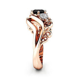 Unique Black Stone Twist Design Rose Gold Witch Ring - Rings Universe
