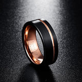 Black Matte Finish Rose Gold Color Tungsten Carbide Ring