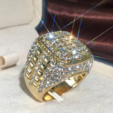 Huitan Trendy Hip Hop Rock  Men Ring  For Party Light Gold  Color Full Bling Iced Out Cubic  Micro Paved CZ Rings Gift Jewelry - ringsuniverse