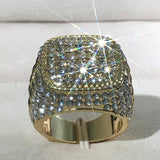 Huitan Trendy Hip Hop Rock  Men Ring  For Party Light Gold  Color Full Bling Iced Out Cubic  Micro Paved CZ Rings Gift Jewelry - ringsuniverse