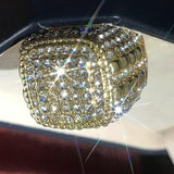 Huitan Trendy Hip Hop Rock  Men Ring  For Party Light Gold  Color Full Bling Iced Out Cubic  Micro Paved CZ Rings Gift Jewelry - ringsuniverse
