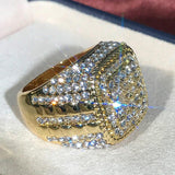 Huitan Trendy Hip Hop Rock  Men Ring  For Party Light Gold  Color Full Bling Iced Out Cubic  Micro Paved CZ Rings Gift Jewelry - ringsuniverse