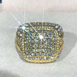 Huitan Trendy Hip Hop Rock  Men Ring  For Party Light Gold  Color Full Bling Iced Out Cubic  Micro Paved CZ Rings Gift Jewelry - ringsuniverse