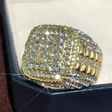 Huitan Trendy Hip Hop Rock  Men Ring  For Party Light Gold  Color Full Bling Iced Out Cubic  Micro Paved CZ Rings Gift Jewelry - ringsuniverse