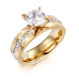 Gold  and Silver Color Couples Promise Crystal Rings - Rings Universe