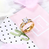 Gold  and Silver Color Couples Promise Crystal Rings - Rings Universe