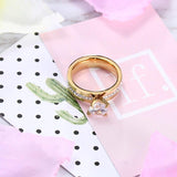 Gold  and Silver Color Couples Promise Crystal Rings - Rings Universe