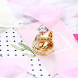 Gold  and Silver Color Couples Promise Crystal Rings - Rings Universe