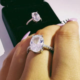 Captivating Silver Big Oval AAA CZ Diamonds Ring - ringsuniverse