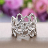 Delicate Hollow Out Water Drop Shape AAA Zircon Ring - Rings Universe
