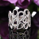 Delicate Hollow Out Water Drop Shape AAA Zircon Ring - Rings Universe