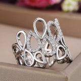 Delicate Hollow Out Water Drop Shape AAA Zircon Ring - Rings Universe