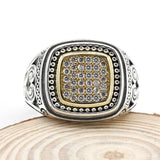 Silver Cubic Geometric Square Hollow Carved Vintage Ring - Rings Universe