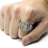 Silver Cubic Geometric Square Hollow Carved Vintage Ring - Rings Universe