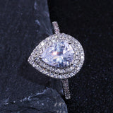 2021 New Luxury Pear Cut Silver Jewelry Ring - ringsuniverse