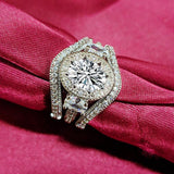 2021 New Luxury Oval Silver Jewelry Ring Set - ringsuniverse