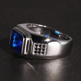 Blue Cubic Zirconia Stone Real Silver Retro Ring - ringsuniverse