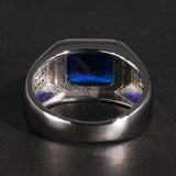 Blue Cubic Zirconia Stone Real Silver Retro Ring - ringsuniverse