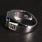 Blue Cubic Zirconia Stone Real Silver Retro Ring - ringsuniverse