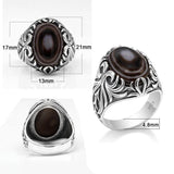 Natural Agate Silver Evil Eye Gemstone Ring - Rings Universe