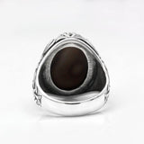 Natural Agate Silver Evil Eye Gemstone Ring - Rings Universe