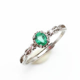 Elegant and Classic Natural Emerald Sterling Silver Ring - ringsuniverse