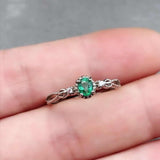 Elegant and Classic Natural Emerald Sterling Silver Ring - ringsuniverse