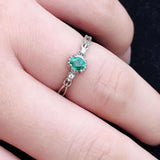 Elegant and Classic Natural Emerald Sterling Silver Ring - ringsuniverse