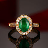 Superb Oval Lab Created Emerald Gemstone Luxury Ring - ringsuniverse
